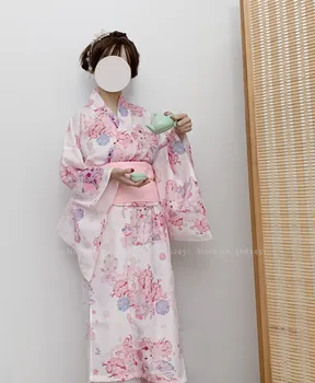 Japonski Tradicionalni Kimono Haori Sakura Tiskanja Yukata Kopalni Plašč Pižamo Obleke Obleke Večer Stranka Obleko Letnik Cosplay Kostum