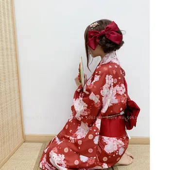 Japonski Tradicionalni Kimono Haori Sakura Tiskanja Yukata Kopalni Plašč Pižamo Obleke Obleke Večer Stranka Obleko Letnik Cosplay Kostum