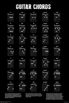 Preglednica kitarskih strun - BLACK & WHITE UMETNOSTI SVILE PLAKAT Dekorativne Stenske slikarstvo 24x36inch