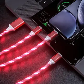 3 v 1, ki Teče Barve LED Svetila Polnilnik USB Kabel Micro USB Tip C Polnjenje Kabel razsvetljava Za iPhone in Android telefon Xiaomi Polnjenje