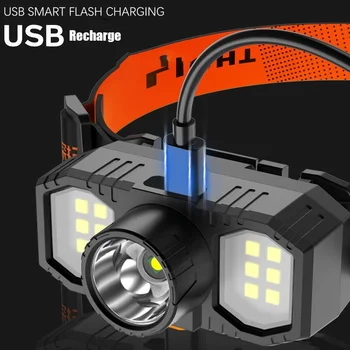 Smerniki USB Polnilne Super Lahka, Ultra-bright Long-range Led Svetilka Nočni Ribolov Lučka Head-mounted Lahka Nepremočljiva