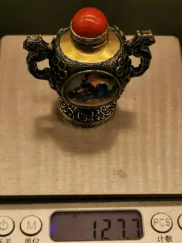 Kitajska Stari Nacionalni Slog Stare Tibetanske Srebro Snuff Steklenico Kipi za Dekoracijo Zbirka Okraski