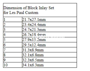 2 mm Debele zlato biserovine Blok Podolgovat Set za Les Paul Meri Kitare, CNC Cut za 10pcs na set
