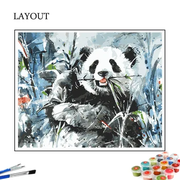 HUACAN DIY Slike S Številko Nosi Sklopi Risanje Na Platno, Barvanje Z Številkami Panda Ročno Poslikane Slike Umetnosti Darilo Doma Dekor
