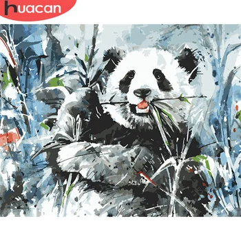HUACAN DIY Slike S Številko Nosi Sklopi Risanje Na Platno, Barvanje Z Številkami Panda Ročno Poslikane Slike Umetnosti Darilo Doma Dekor