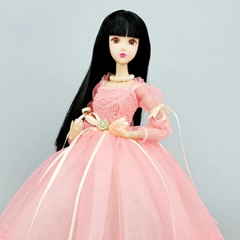 Ročno Roza Princesa Obleko Za Barbie Lutka Obleko Obleke 1/6 Lutke, Dodatki Za Puff Rokav Dolgo Bowknot Stranka Obleke Otroci Igrače