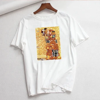 Novo Gustav klimt, ki jih Moda Dame Tshirt Poletje Nove Ženske ulzzang Harajuku Umetnosti Oljno sliko Natisniti Priložnostne T-shirt letnik Ženske Vrh