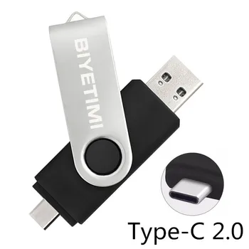Biyetimi Tip C usb flash disk 128GB 2.0 OTG 64GB pen drive 32GB pravi zmogljivosti usbmemory palico za telefon