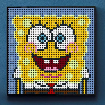 SpongeBobsing Pixel art slikarstvo gradniki Mozaik Pixel risanje DIY Dekor oblikovanje Blokov, Igrače Za otroke, darila za Rojstni dan