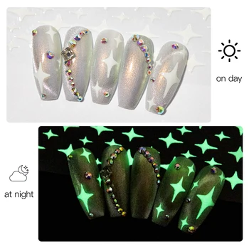 Svetlobni Učinek 3D Nalepke za Nohte Listi Cvet Design Žareti v Temno Nail Art Shinning Bleščice Nail Art Nalepke za Dekoracijo