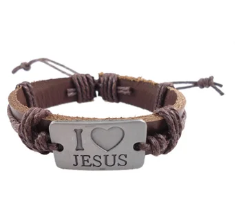 Minimalno naročilo 10 evrov,na drobno/trgovini vintage kovinski konoplje pasu zaviti ljubezen jezusa usnjeno zapestnico za moške