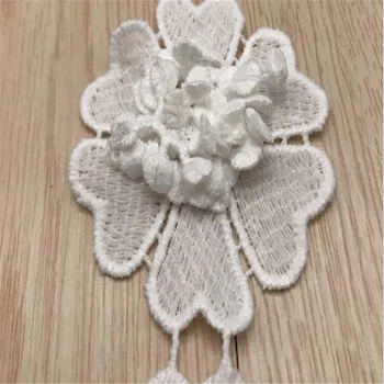 3D stereoskopski čipke cvet Bele DIY poročno obleko ročno pokrivala šal oblačila, dodatki za Vezenje obliž