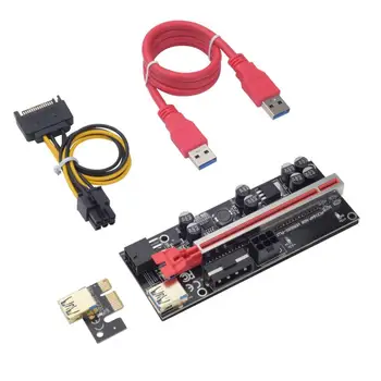 4pcs Najnovejši VER009 USB 3.0 PCI-E Riser VER 009S Express 16x razširitveno napravo Riser vmesniško Kartico SATA 15pin-Do 6-Nožični Napajalni Kabel