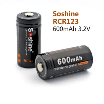 Soshine 2PCS 16340 RCR123 LiFePO4 3V 600mAh Polnilna Zaščitene Baterije Z Soshine S5(Fe) Inteligentni Polnilec za Baterije