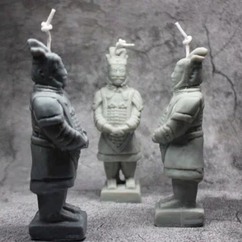 Terakota Bojevniki in Konji Sveča Plesni Starodavnih Kitajskih Vojakov' Sveča Silikonsko Plesni Doma Dekoracijo DIY Svečo