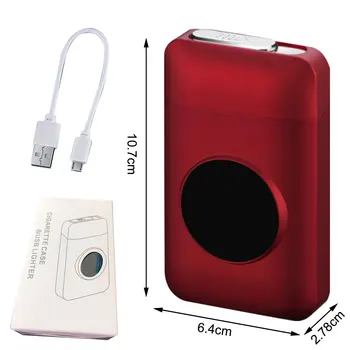 Windproof Brezplamensko Elektronski Vžigalnik USB Polnjenje Vžigalniki za Cigarete Primeru Grafike Polje LED Zaslon