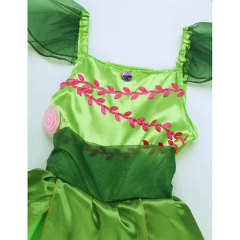 Dekleta Gozdna Vila Kostum Princesa Obleko Zelene Tutu Cosplay Tinkerbel Kostume Vilini Halloween Fancy Obleko Božični Zabavi