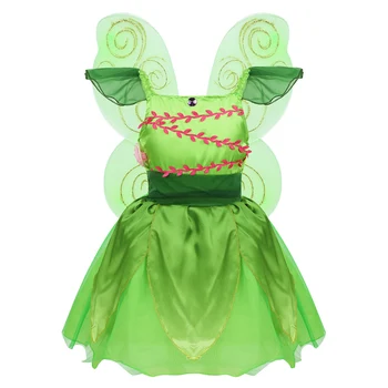 Dekleta Gozdna Vila Kostum Princesa Obleko Zelene Tutu Cosplay Tinkerbel Kostume Vilini Halloween Fancy Obleko Božični Zabavi