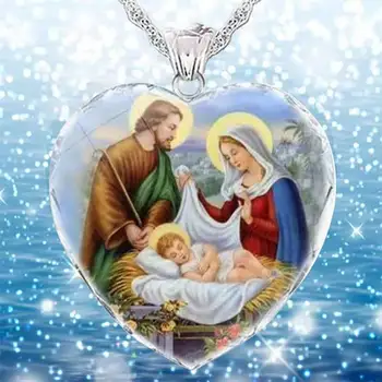 Lepe Jezus Srce Oblika Ogrlico, Obesek za Ženske Molite Guardian Vere Ogrlica za hčerkino Prijateljico, Darilo za Rojstni dan