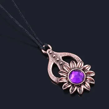 Starejši Pomika 5 Amulet Ogrlice Vijolični Kristal, Sončnično Obesek Ogrlica z Vrvi, Verige, Cosplay Nakit
