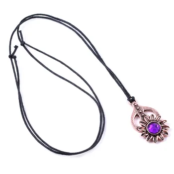 Starejši Pomika 5 Amulet Ogrlice Vijolični Kristal, Sončnično Obesek Ogrlica z Vrvi, Verige, Cosplay Nakit