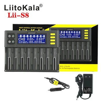 LiitoKala Lii-S8 Polnilnik Baterij Li-ion baterija 3,7 V NiMH 1,2 V Li-FePO4 3.2 V IMR 3.8 V polnilnik za 18650 26650 21700 26700 AA AAA