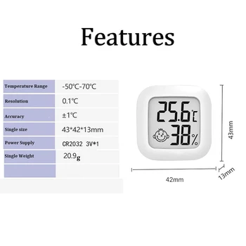 Notranja Temperatura/Vlažnost Merilnik Enostavno Branje Mini Digital Hygrothermograph Natančen Merilni Instrument Praktične Enostavno Namestite