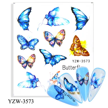 2021 Modelov Cvetje Butterfly Lak za Vodne Nalepke Grenn Listi Prenos Drsnikov Nalepke DIY Nail Art Okras Nasveti Zaviti