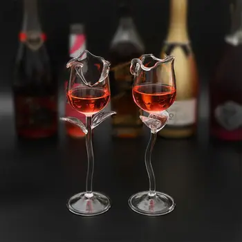 Fancy Kelih Rdeče Vino Vino Cocktail Očala, 100 ml Rose Cvet Obliko Kozarec Vina Stranka Barware Drinkware