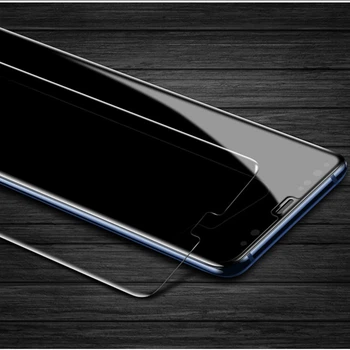 UV Tekoče Ukrivljen, Poln, Lepilo za Kritje Kaljeno Steklo Za Samsung Galaxy S8 S9 Plus S10 Lite Opomba 8 9 Zaslon Patron Zaščitno folijo