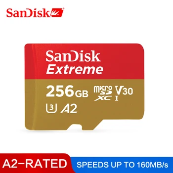 SanDisk Carte Mmoire Extrme 256GB TF Carte Flash 128GB 64GB SDXC UHS-I Carte MicroSD U3 Class10 V30 A2 Pour Gopro 4K UHD Vido