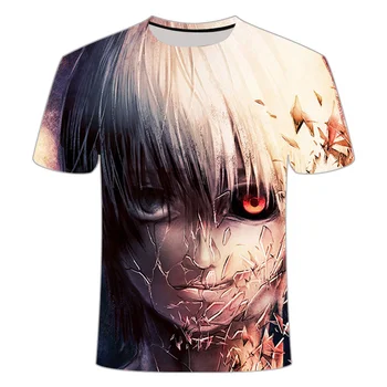 2021 moda Poletje Nov Moški T-shirt Tokyo Ghoul t shirt Anime Kratka Sleeved Teror Tshirt Smešno 3d Tiskanje Casual Moški zgornji deli oblačil