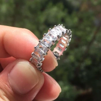 Lepe Princess Rez Crystal Ring Za Ženske Očarljivo AAA Cirkon Večnost Obljuba Prstan Elegantne Dame Stranka Nakit Dodatki