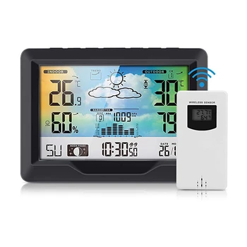Digitalne Vremenske Postaje za Brezžični LCD-Zaslon Zunanji Senzor w/ Ura/Temperatura/Vlaga/Napoved/Moon Phase/Barometrični