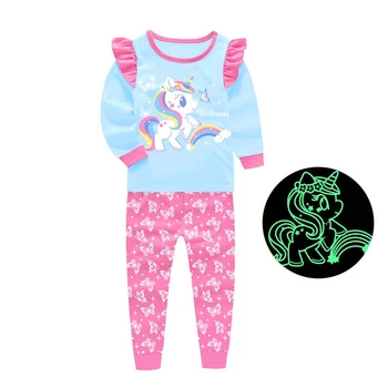Srčkan Otrok Pajama določi Modni Risanka Nightgown Samorog Elsa Baby Anna Pijamas Sleepwear Pjs Otroci Oblačila Dekleta 3 do 4 Let