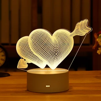Romantična Ljubezen 3D Akril Led Svetilke za Dom otroška Nočna Svetloba namizne Svetilke Rojstni Dekor Valentinovo Postelji Svetilko