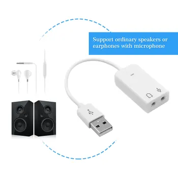 7.1 Zunanjo USB Zvočno Kartico Za Jack 3,5 mm izhod za Slušalke Avdio Kartice S Kabla Za Mikrofon, Audio Adapter za Notebook Laptop