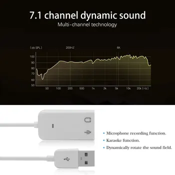 7.1 Zunanjo USB Zvočno Kartico Za Jack 3,5 mm izhod za Slušalke Avdio Kartice S Kabla Za Mikrofon, Audio Adapter za Notebook Laptop