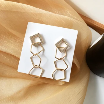 Bilandi S925 iglo Modni Nakit Uhani Visijo Priljubljen Slog Visoke Kakovosti Kristalno Kovinski Geometrijske Spusti Uhani Za Ženske