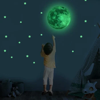 3 Velikost Svetilnosti Luno 3D Stenske Nalepke Za Otroke, Soba, Dnevna Soba, Spalnica Dekoracijo Doma Decals Žareti V Temno Stenske Nalepke