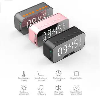 Novo Ogledalo LED Digitalna Budilka Večfunkcijsko Brezžični 5.0 Bluetooth Predvajalnik Glasbe, FM Radio Tabela Ura Z Dvojno Načinu Alarm