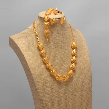 Etiopski Afriki, nevesta, Nakit sklopov visoke kakovosti svate nakit set Srce ogrlico ženske ogrlica izjavo ogrlica