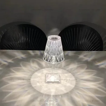 Italija Kartell Diamond namizne Svetilke USB Akril Vzdušje Lučka na Dotik Tip Postelji Svetilko Kristalno namizne Svetilke Ustvarjalne