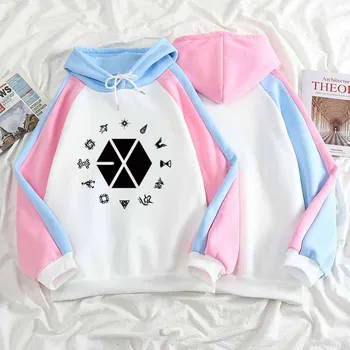 EXO band KPOP barvo hoodie 2021 jeseni in pozimi novo srčkan Harajuku slog majica osebno modni pulover Tee kop