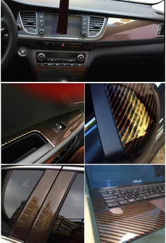 5D Avto nalepke notranje zadeve film ogljikovih vlaken 50*200 notranje zadeve nadzor nalepke za avto svetle površine nepremočljiva barva spreminja film