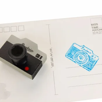 DIY Lesene Retro Camera Ustvarjalne Mini Pečat Lep Album Dekoracijo Lesa Foto Kamere Žig