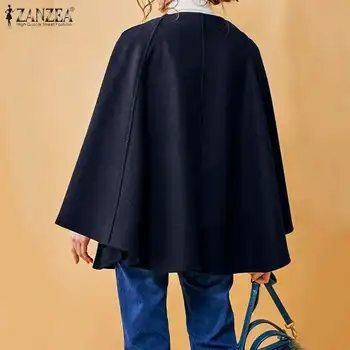 ZANZEA Moda za Ženske Jeseni Trdna Elegantna Urad Dama Ponči Coats Pomladni Plašč, Jakne Priložnostne Ogrinjala Outwear Tunika