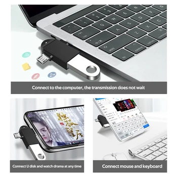 2-v-1 Tip-C Micro USB OTG Za Android Huawei USB 3.1 Prenos Podatkov Pretvorniki Za Tablični računalnik Trdi Disk Telefon