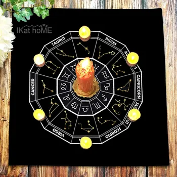 12 Ozvezdij Tarot Prtom Žamet Vedeževanje Oltar Krpo Igre Fortune Astrologija Oracle Kartico Pad Črno in Zlato