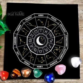 12 Ozvezdij Tarot Prtom Žamet Vedeževanje Oltar Krpo Igre Fortune Astrologija Oracle Kartico Pad Črno in Zlato